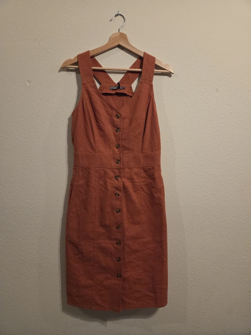 Prana Button-Front Rust Orange Sundress